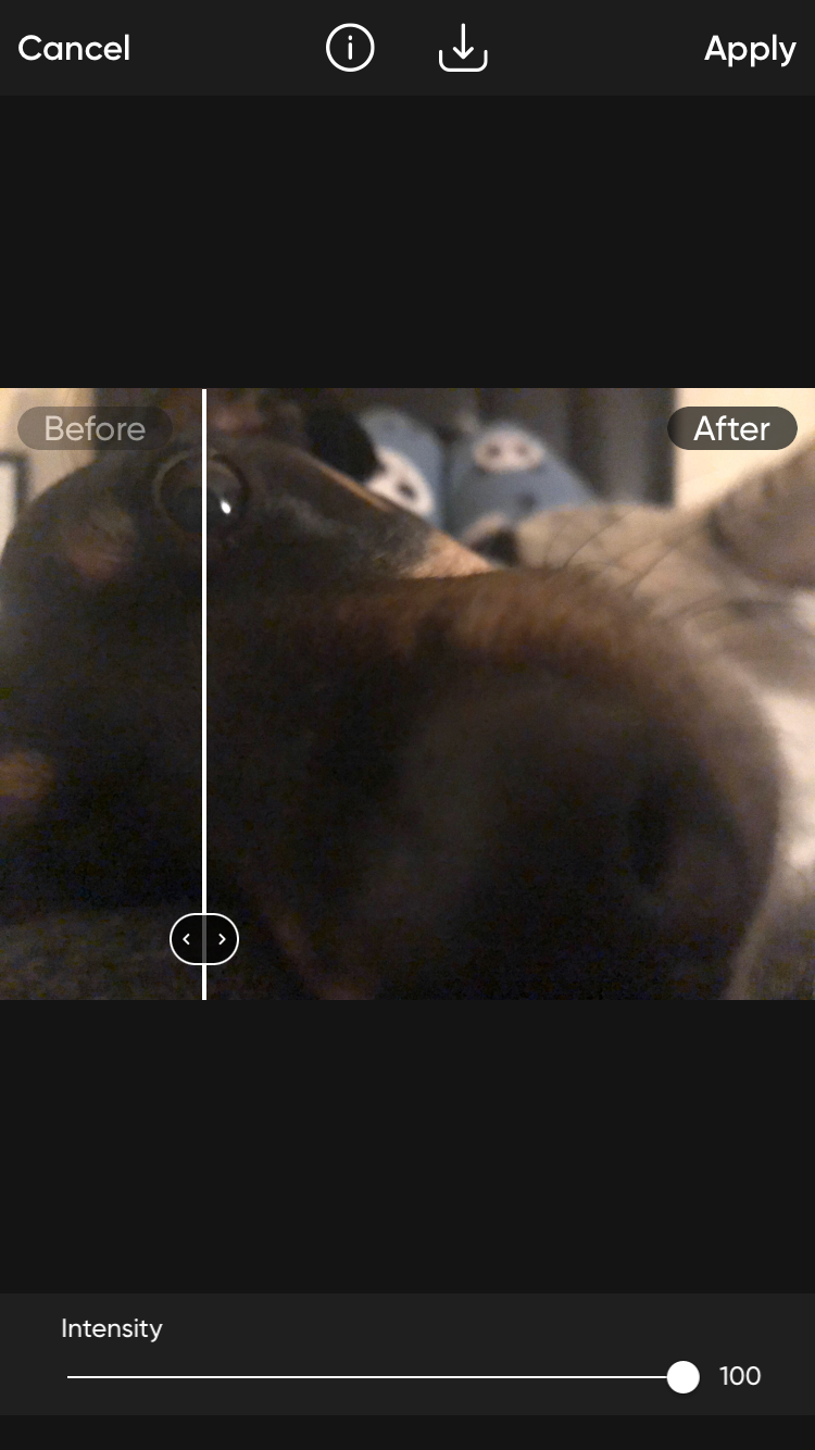 Результаты AI Enhance в Picsart