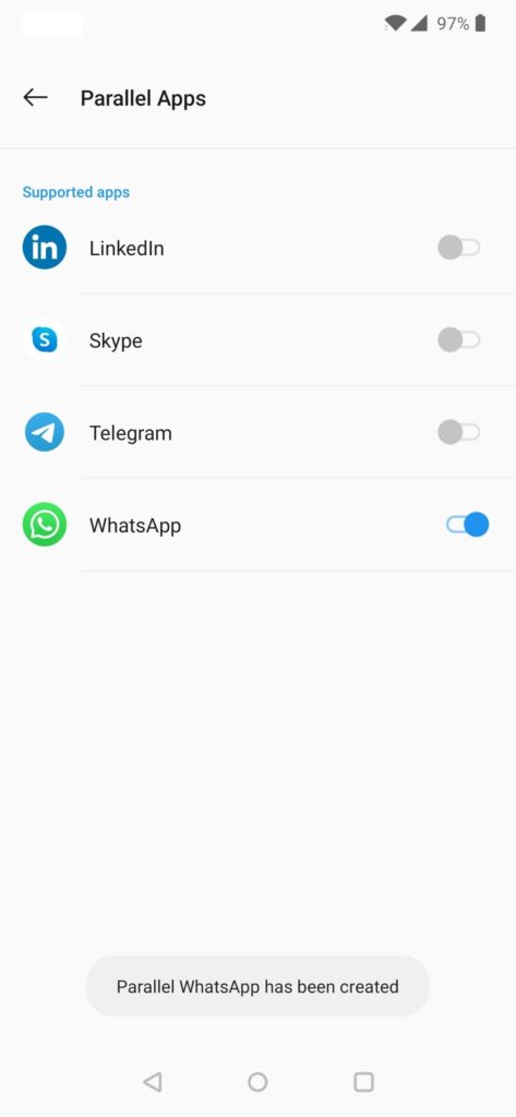 Пример клонированного WhatsApp с другим значком