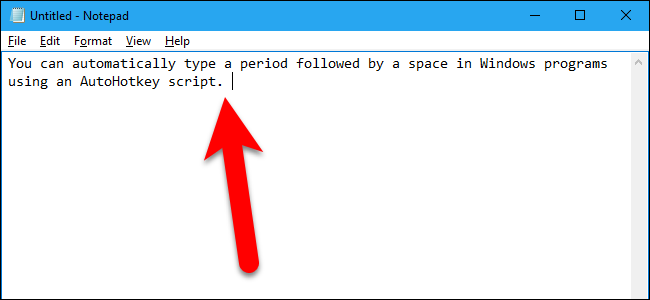 Точка двойным пробелом в Windows