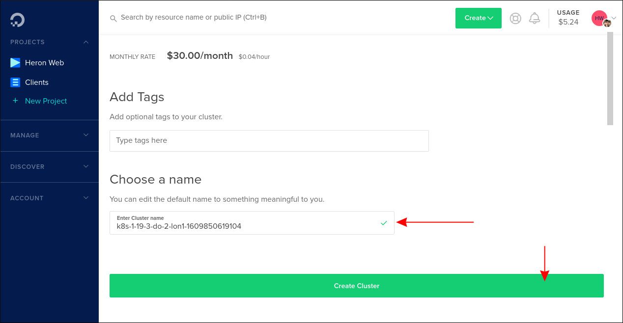 Процесс создания кластера Kubernetes в DigitalOcean