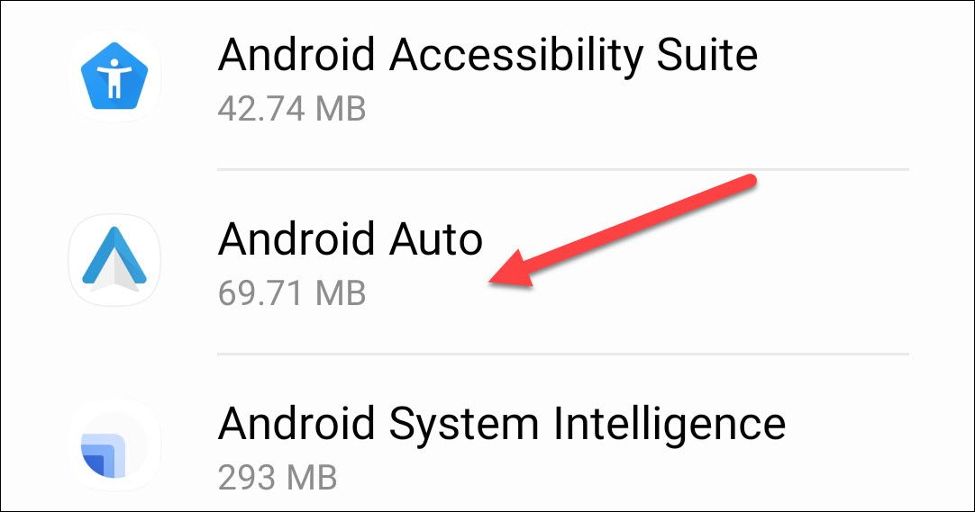 Список приложений — выбор приложения для отключения