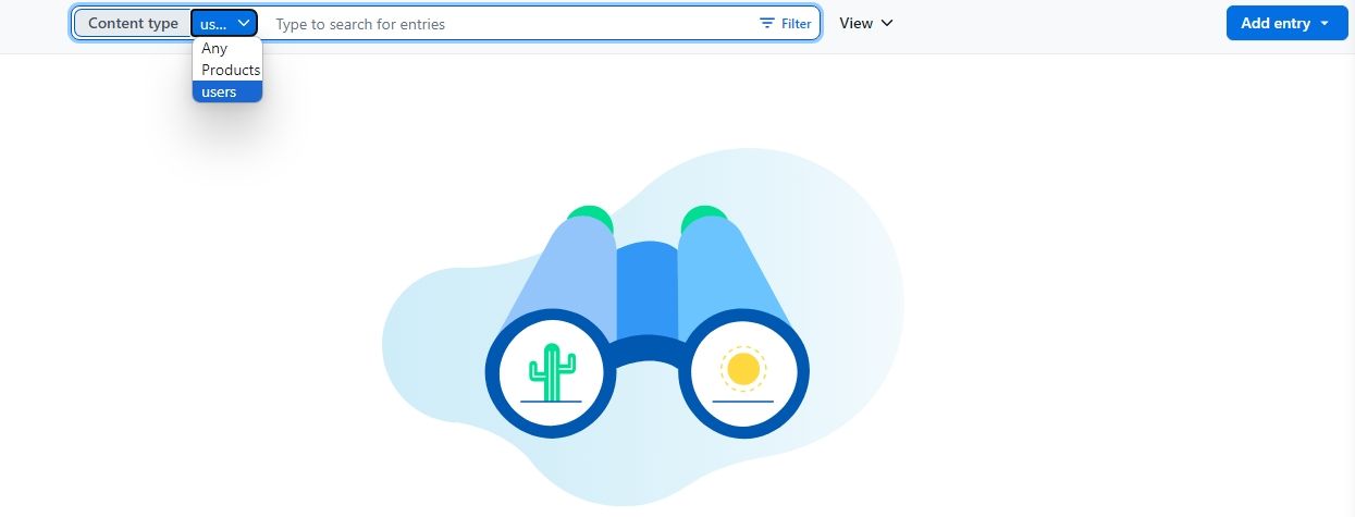 Вкладка контента в пространстве Contentful