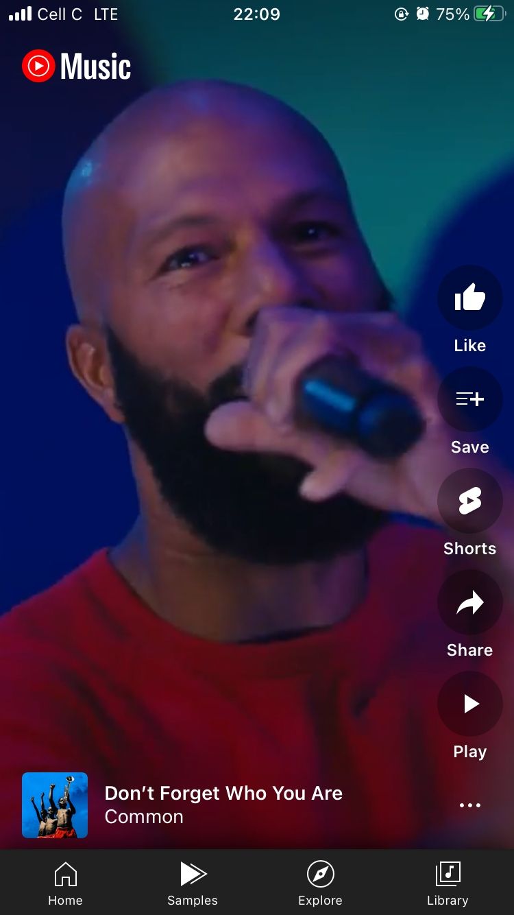 Скриншот отрывка в Samples в приложении YouTube Music