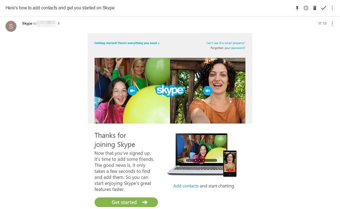 Процесс создания принудительной учётной записи Skype