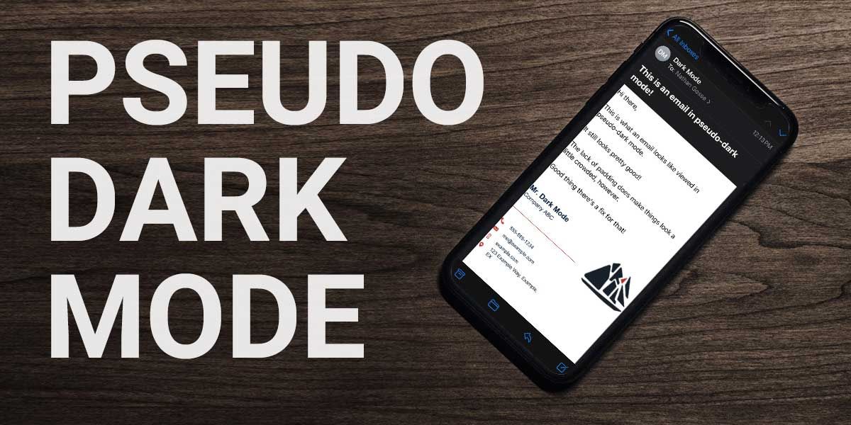 iPhone с почтовым приложением в тёмном режиме