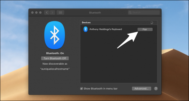 Список обнаруженных Bluetooth‑устройств в macOS