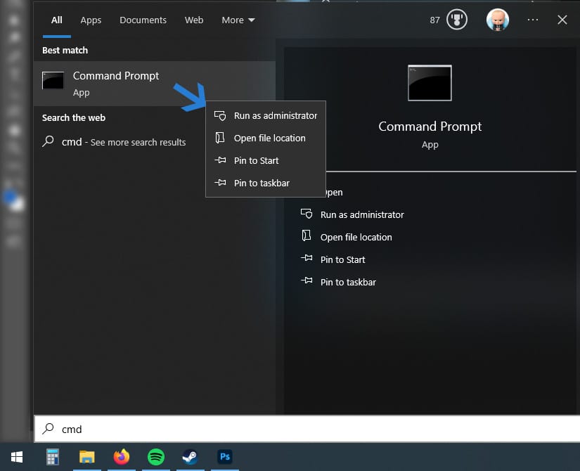 Prompt de comando para CHKDSK