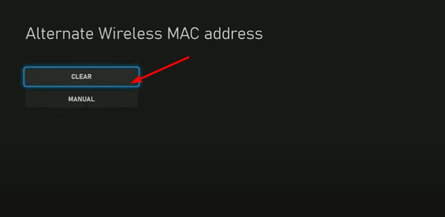 Скриншот кнопки Очистить альтернативный MAC