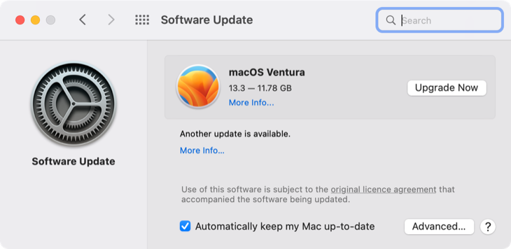 Доступное обновление macOS Ventura