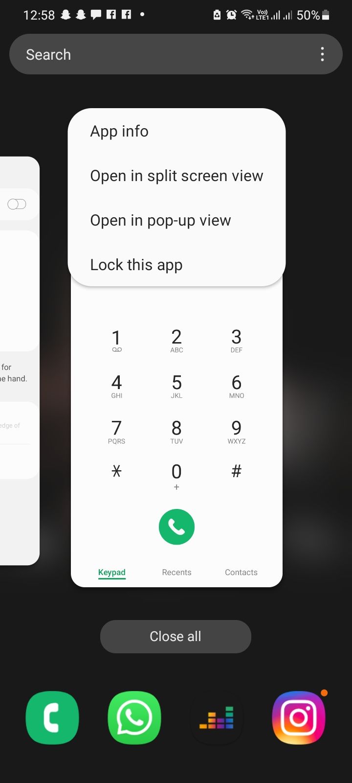 Опция разделённого экрана в обзоре Android