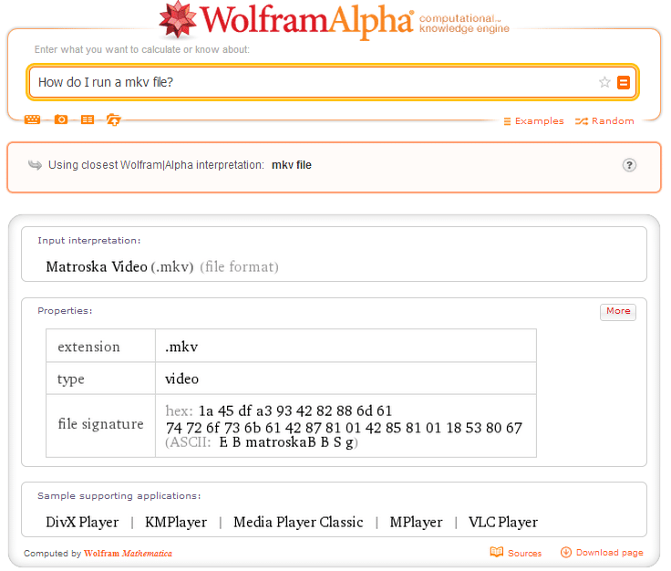 Resultado de pesquisa do WolframAlpha