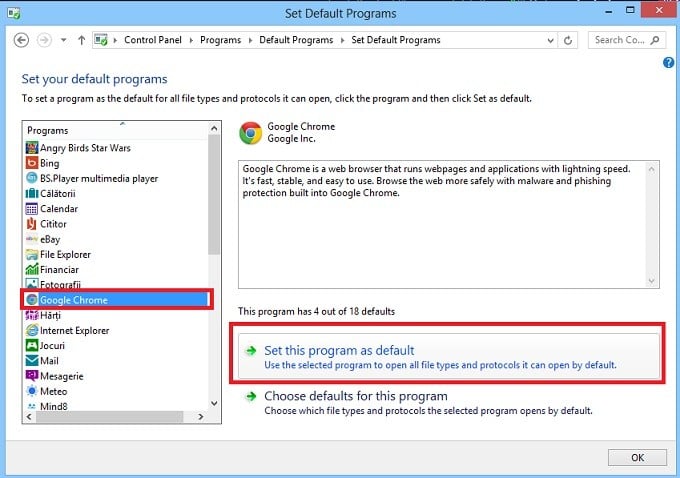Окно выбора браузера по умолчанию в Windows