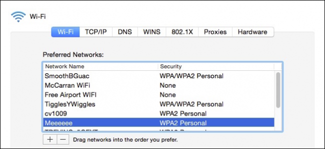 Список предпочтительных Wi‑Fi сетей