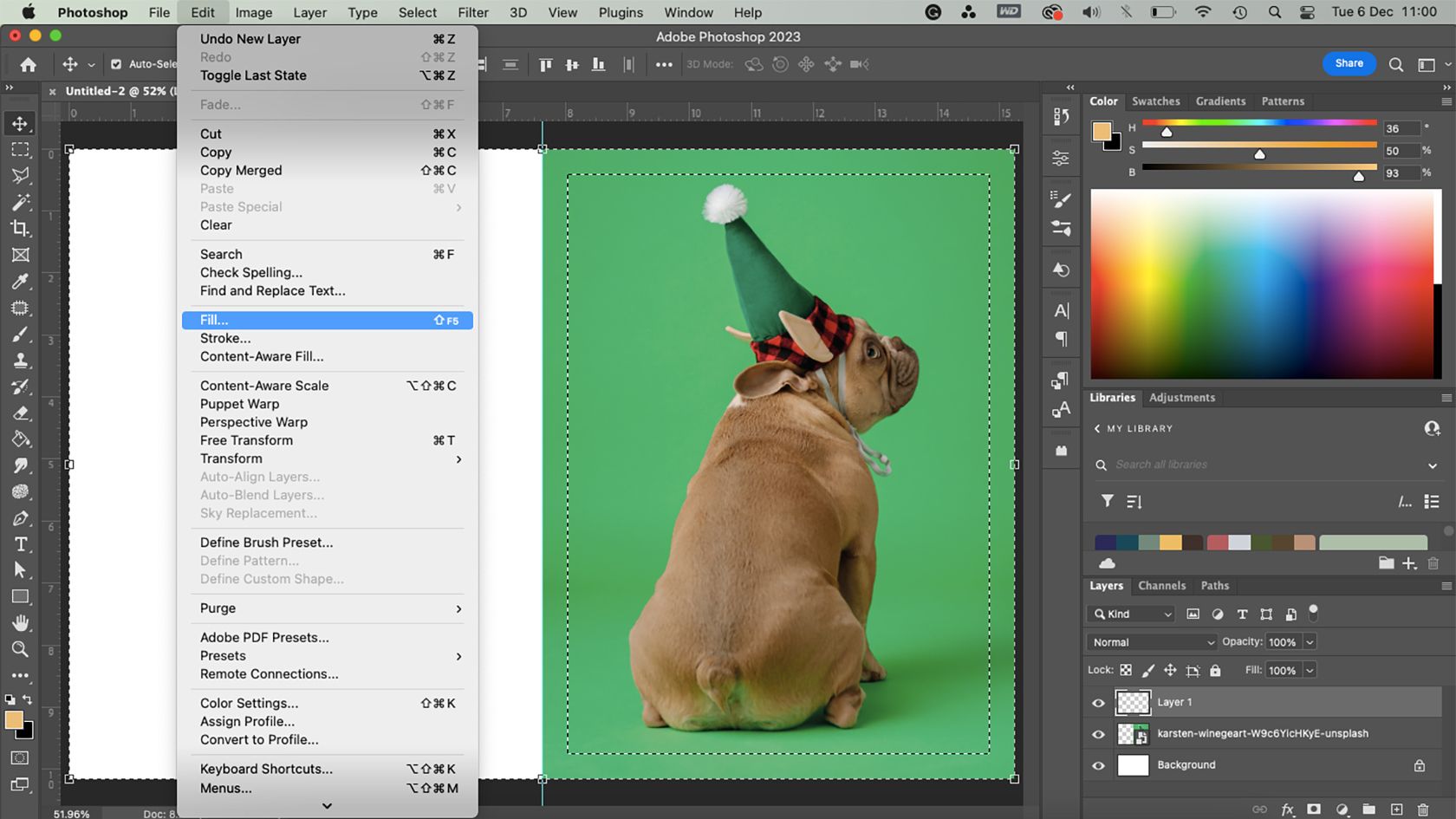 Photoshop Edit Fill setting.