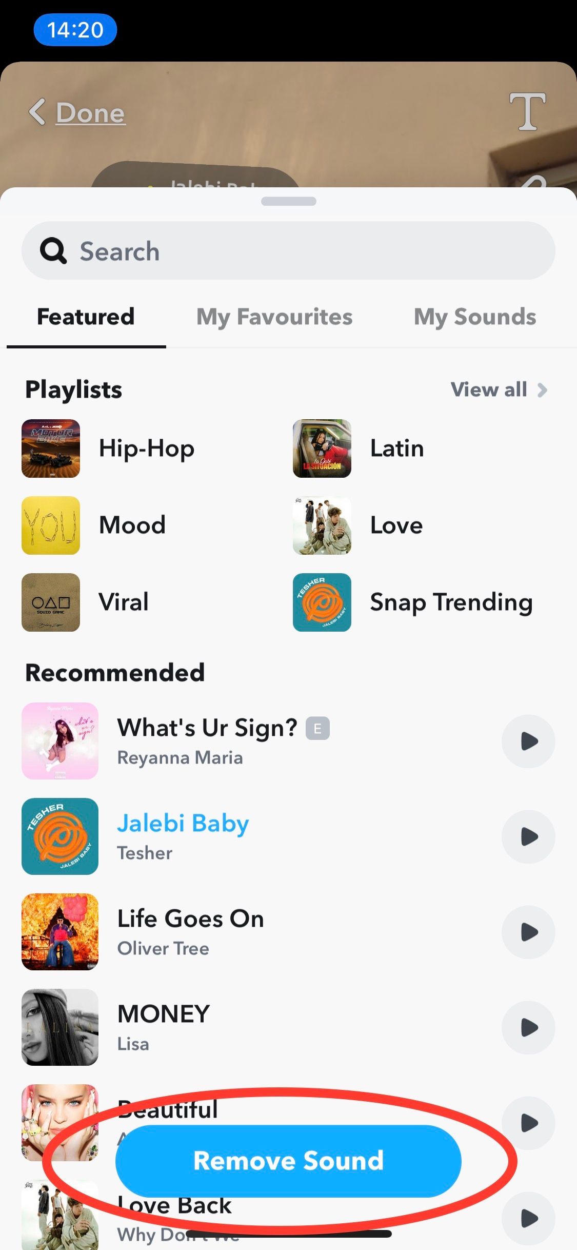Опция удаления звука в Snapchat