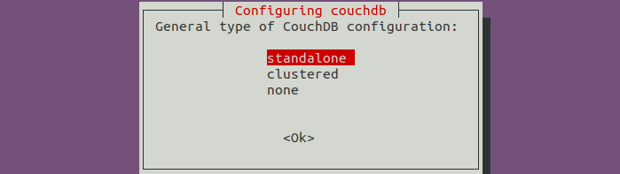 Диалог выбора режима конфигурации CouchDB