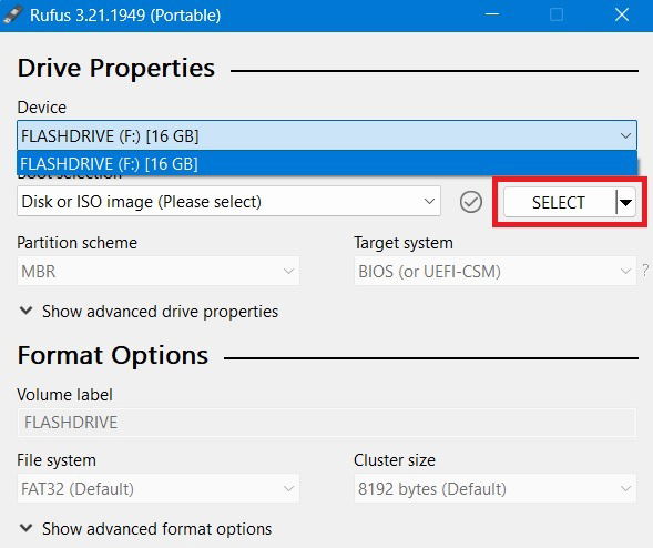 Seleccionar archivo ISO desde el explorador