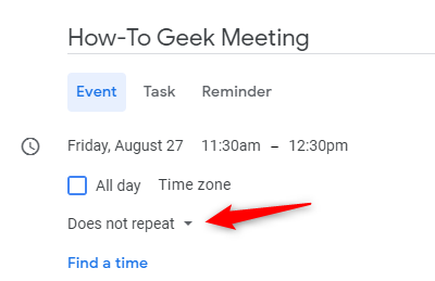 Настройка повторения события