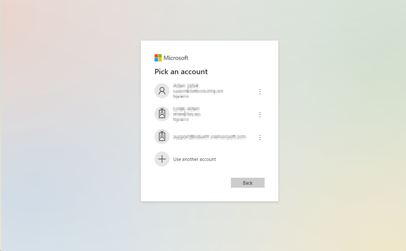 Выберите учётную запись для входа в Azure Cloud Shell.