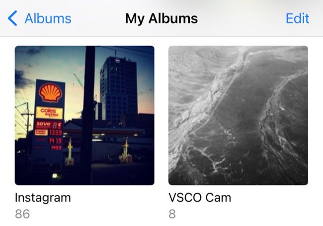 Просмотр отдельных альбомов приложений в «Фото»