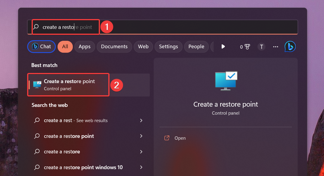 Окно создания точки восстановления в Windows