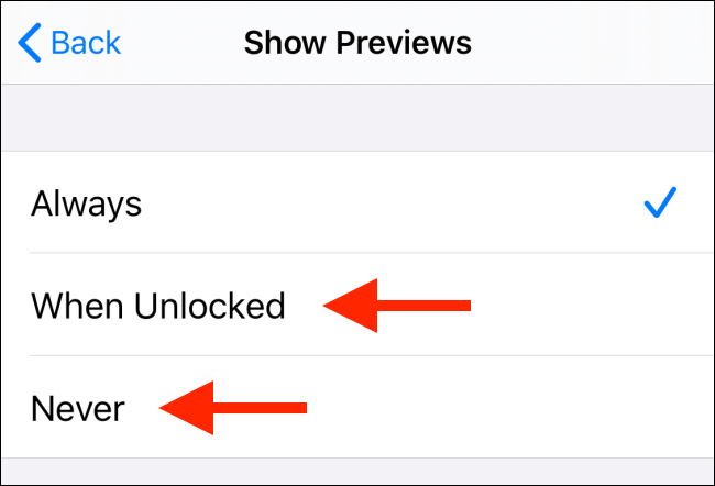 Select When Unlocked or Never option