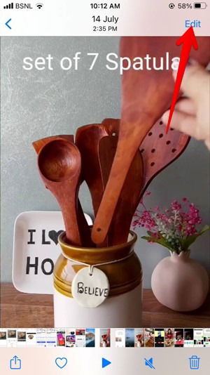 Редактирование и обрезка видео в Apple Photos — ползунок