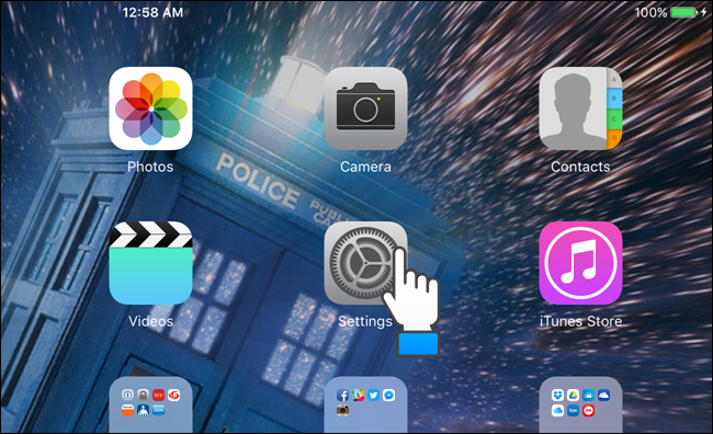 Нажатие Настройки на домашнем экране