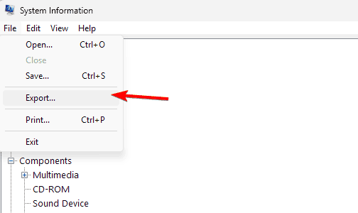 Экспорт отчёта через меню File > Export