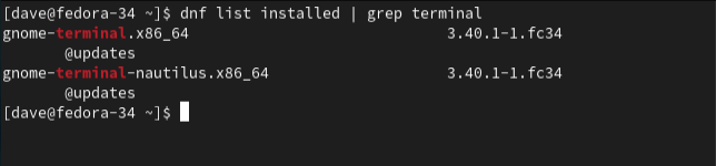 Поиск пакетов в выводе dnf с помощью grep.