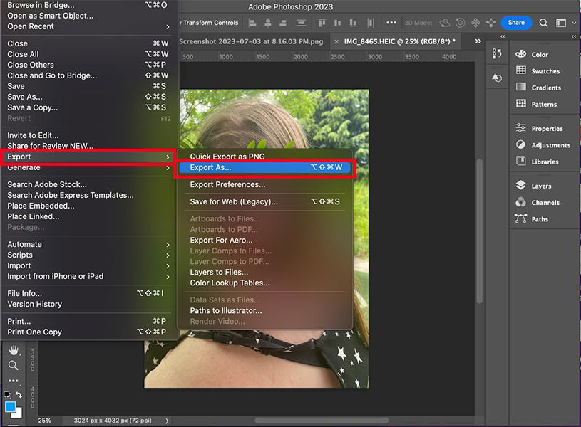 Photoshop открытие HEIC