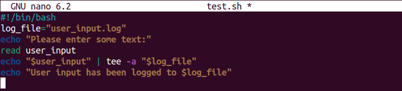 Bash-скрипт для чтения ввода пользователя и отображения вывода в терминале.