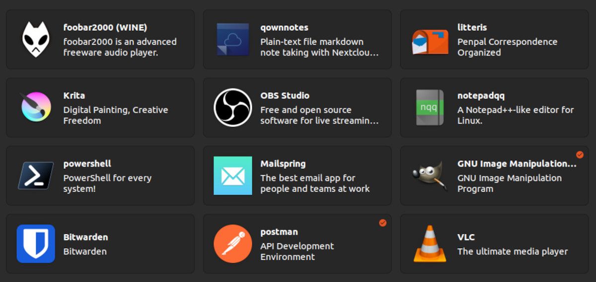 интерфейс магазина приложений Ubuntu с примерами популярных приложений