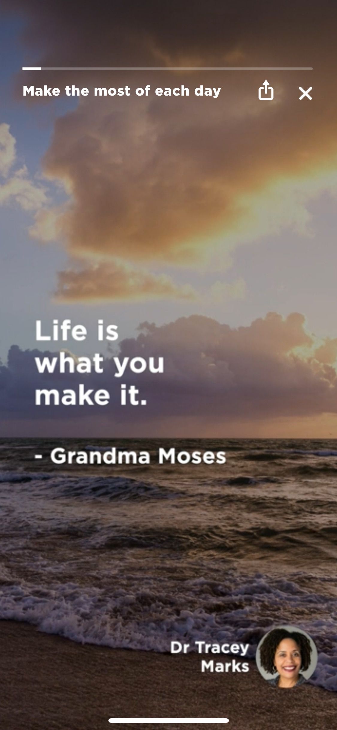 Скриншот экрана мотивационной речи в Zova