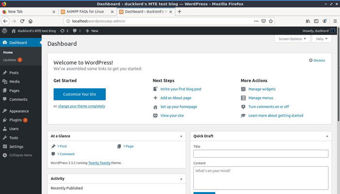 Скриншот: панель управления WordPress