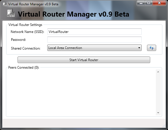 Выбор подключения для шаринга в Virtual Router