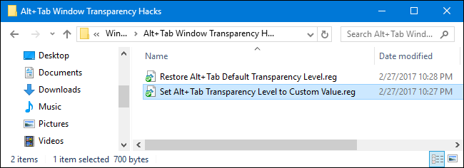 Образец .reg-файла для установки прозрачности Alt+Tab