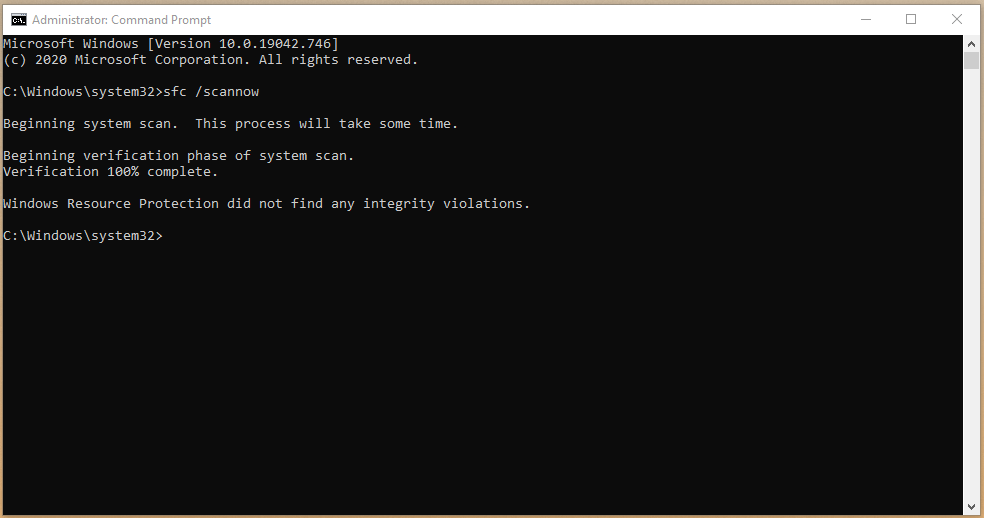 Windows Resource Protection did not find any integrity violations