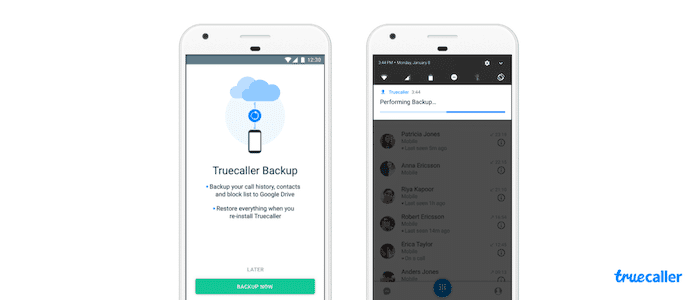 Резервная копия и восстановление данных Truecaller