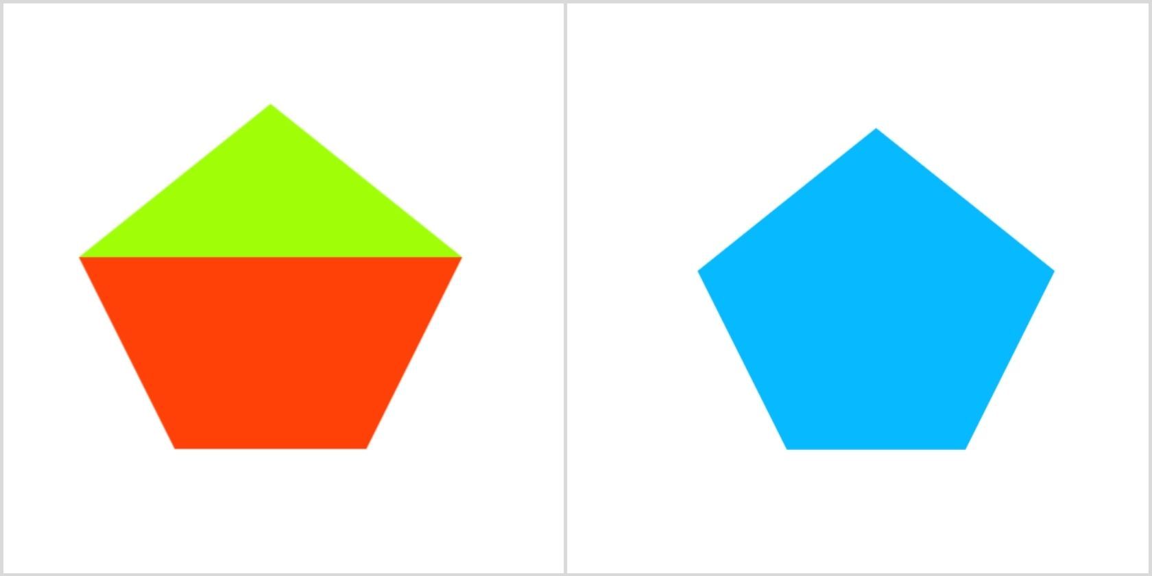 Пятиугольник, собранный из бордеров и псевдоэлемента