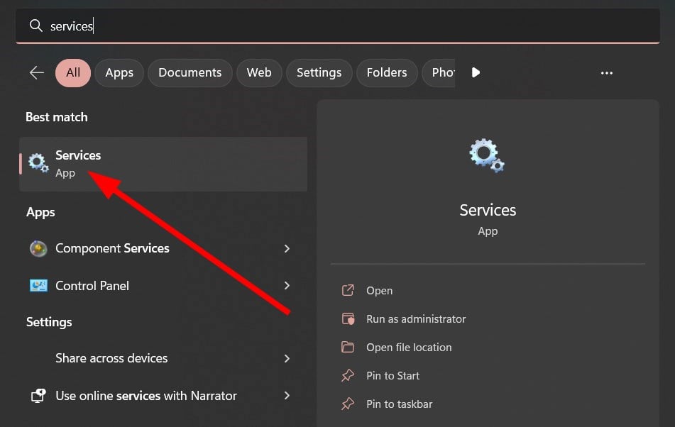 Список системных служб Windows