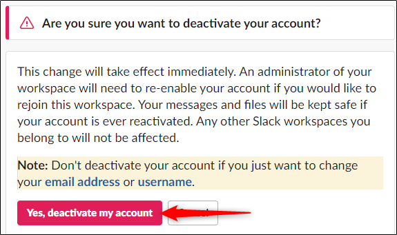 Нажмите Да, деактивировать мой аккаунт