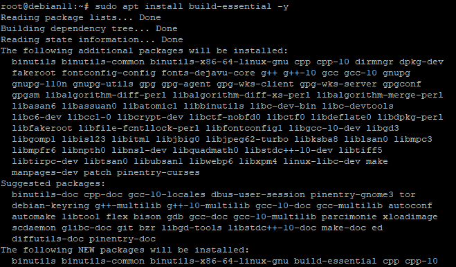 Установка build-essential и обновления пакетов