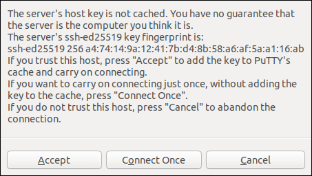Предупреждение при первом подключении