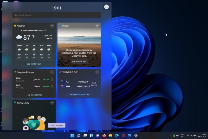 Настройка виджетов в Windows 11