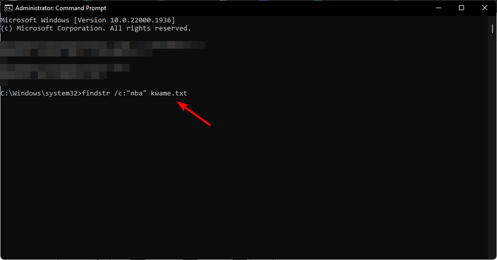 Результат поиска слова в конкретном файле в командной строке