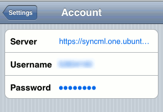 Ввод учётных данных в приложении Ubuntu One Contact