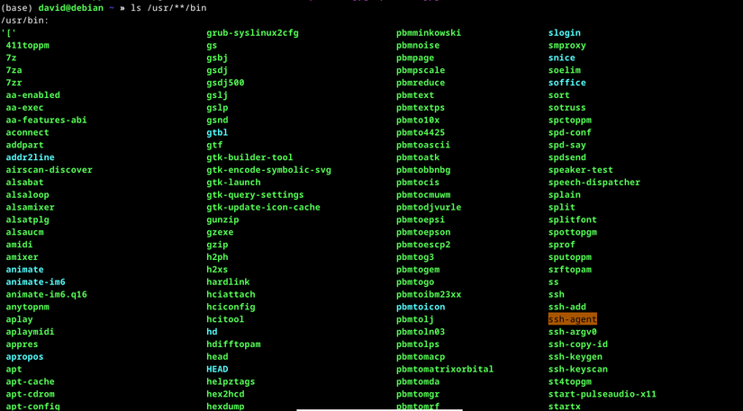 Liste récursive zsh du répertoire /usr avec l'opérateur '</strong>'