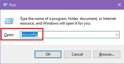 msconfigを実行しているWindowsの画面