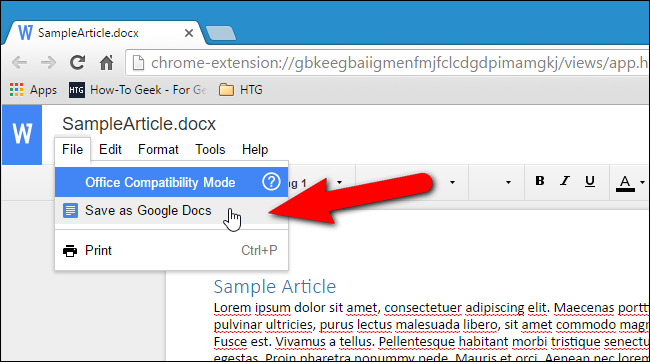 Сохранение как Google Docs